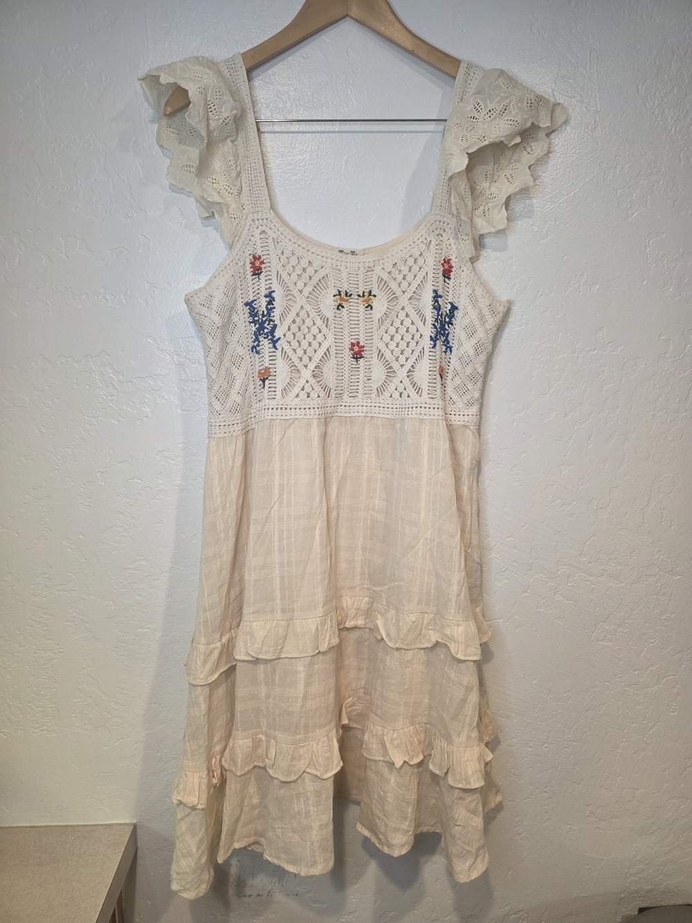Miss Me Cream Crochet Top with Lace Detail